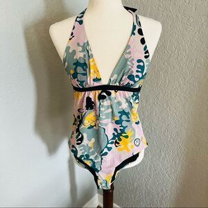 MISSONI‎ Printed Halter One-Piece Swimsuit, Size 42 Euro (8 US) Multi Color, NWT